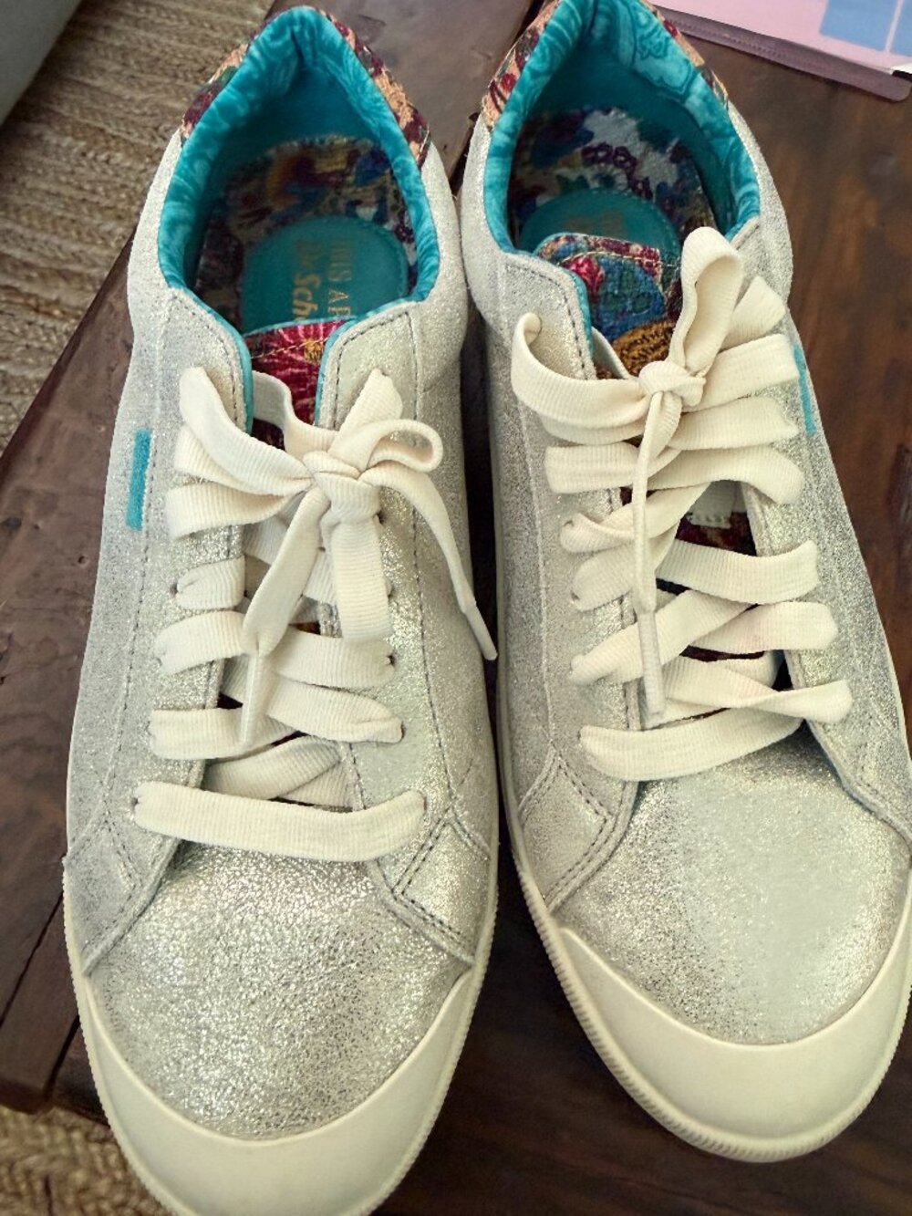 Dr Scholls x Iris Apfel Time Off Silver Glitter Champagne Sneakers 10